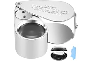ZHUFAS Lupa jubilerska LED, powiększenie, 40x, lupa jubilerska do kamieni szlachetnych ze światłem UV, składana lupa, metalowa, składana, do biżuterii, monet, zegarków, banknotów, znaczków pocztowych
