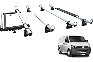 TITAN VAN ROOF RACKS & ACCESSORIES TITAN WorkReady Van Roof Rack 4 Bars & Aerofoil AND ROLLER - Compatible Fittings to fit a VW TRANSPORTER T5 - T6 T6.1 VAN
