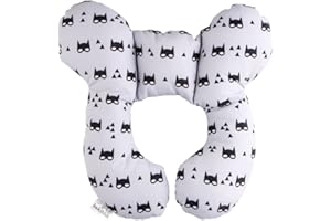 vocheer Baby-Reisekissen, Baby-Kopf- und Nackenstützkissen für Autositz, Neugeborenen-Kinderwagen-Autositz-Einsatzkissen, für 0-1 Jahre altes Baby, grau