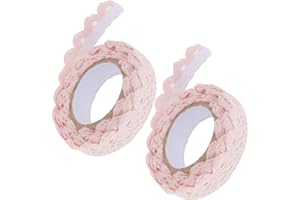 Feelairy 2 Rolls Spitzenband Selbstklebende, Vintage Spitze Bänder zum Basteln Spitze Dekoband Lochstickerei Spitzen-Tape Für Hochzeit Tischdeko DIY Geschenkband Bordüre Scrapbook (Hellrosa)
