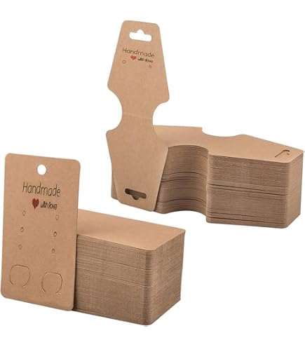 Lot De 200 Cartes D'Affichage Pour Bijoux En Papier Kraft - Parfait Pour Colliers, Boucles D'Oreilles, Bracelets De Cheville & Porte-Clés