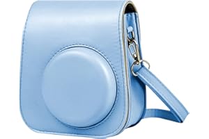 HIUOUIH Tasche Kompatibel mit Instax Mini 11 Polaroid Kamera Schutzhülle Fujifilm Hülle Sofortbildkameras Huelle aus Weichem Kunstleder Kameratasche Portable Case Abdeckung Abnehmbaren Riemen, Blau