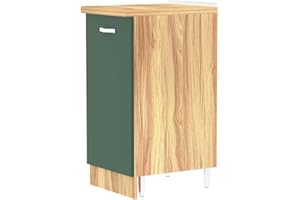 Shally Dogan Mobile Base per Cucina con Anta Singola e Due Scomparti, Mobiletto con Struttura in Legno Robusta e Resistente, Colore Verde, Mobile Componibile Dimensioni 40 x 50 x 85H cm (Anta Singola)