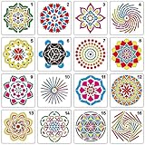 Múltiples opciones y creatividad ---- 16 pcs plantillas de diferentes patrones de mandala. Te asegurarás de que cualquiera de tus proyectos se convierta en una obra maestra. Tendrás una buena imaginación y creatividad.