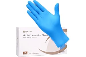 NATON Medium Nitrile Disposable Gloves,Powder Free, Latex Free, Protein Free,Extra Strong, Multi-Purpose Blue Vinyl Gloves - Pack of 100 (M)