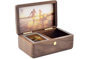 Sinzyo Custom Photo You are My Sunshine Wood Jewelry Music Box Vintage Wind Up Musical Box Gift For Christmas,Birthday,Valentine's Day(Walnut Wooden)