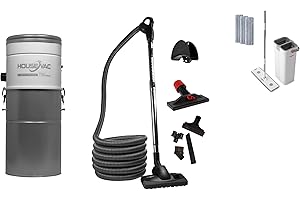 HouseVac Zentralstaubsauger HV-700ST-35H + Premium-Reinigungszubehör-Kit 12m zur Reinigung Ihres Hauses Saugkraft 700 AirWatts|Ametek Motor-1700W 2 Turbinen Soft Start/Stop Hybridzyklonfiltration