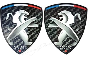 RACING DIRECT Autocollant Peugeot Sport Lot de 2 Stickers écusson Look Carbone Accessoire Automobile décoratif pour 206 207 208 307 308 107 5008, Pour Voiture