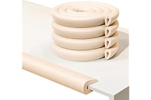 FOZOBAIY U-förmiger Kantenschutz für Glas-Couchtische, Schaumstoff, babysicherer Sicherheits-Stoßstangenschutz, Eckenschutz für Kinder, extra dick, geeignet für Möbel, Kamin,6,5 Fuß/2 m (Rund(U-Typ Beige))