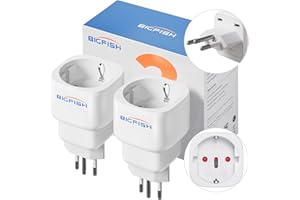 Bigfish Adattatore Svizzera Germania 2 Pack, Adattatore Presa Svizzera Germania, Adattatore Germania Svizzera, Tipo J Spina da viaggio Svizzera per Maldive, Ruanda, Liechtenstein, Bianco