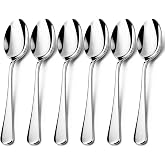 lulir Cucharas de Mesa Juego de 6,Cucharas de Sopa 20 cm en Acero Inoxidable con Acabado Espejo,Cucharas Soperas para Casa,Co