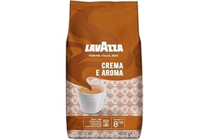 ‎LAVAZZA Lavazza, Crema e Aroma, Arabica und Robusta Kaffeebohnen, Ideal für Espressomaschinen, mit Schokoladigen Aromen, Reicher und Vollmundiger Geschmack, Intensität 8/10, Mittlere Röstung, 1 kg Packung