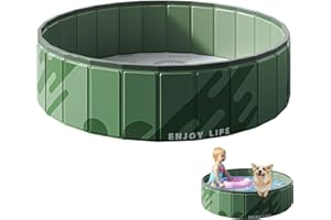 ‎LERGAS Hundepool Faltbar, Planschbecken für Kinder Hunde, Verdicktes PVC Planschbecken Ohne Aufblasen, Anti-Rutsch Baby Pool für Balkon,Schwimmbad Kinder, Kinderpool für Katzen Welpen Große Hunde (B1-80*20)