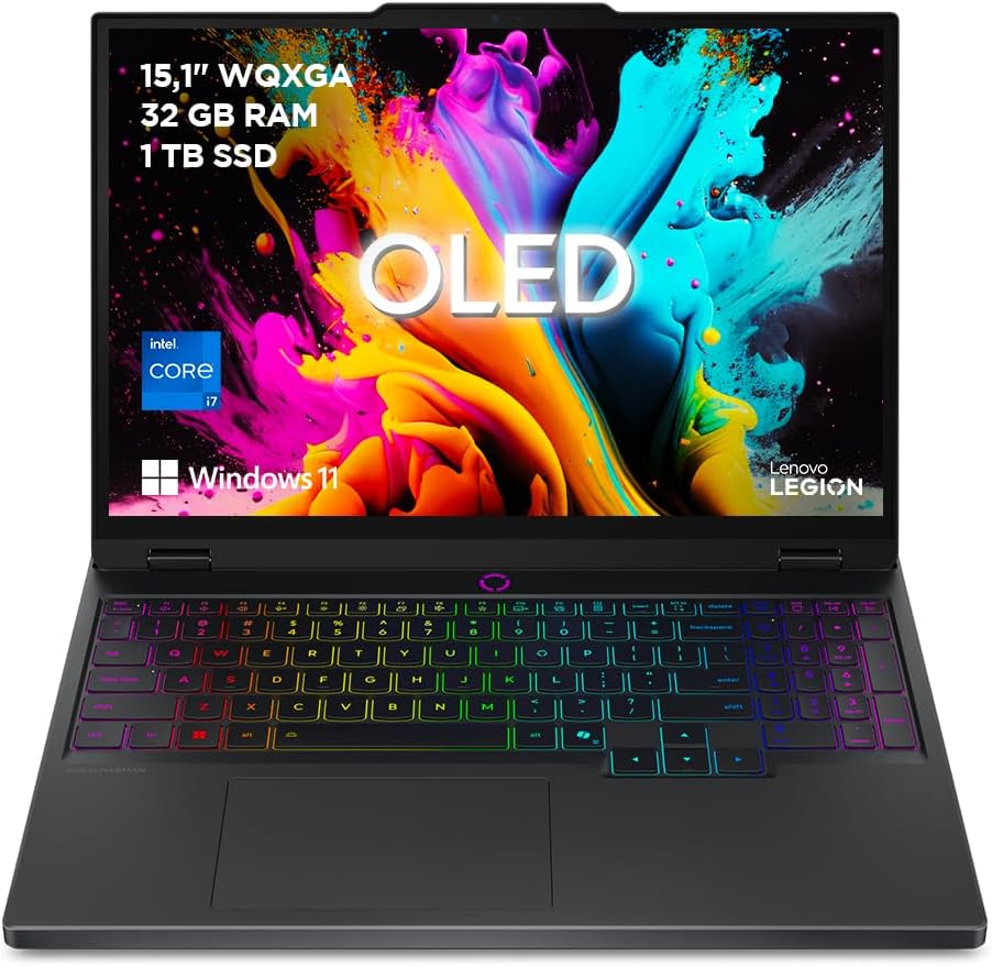 Lenovo Legion 5 Gaming Laptop - Display OLED WQXGA 15" 165Hz, Nvidia GeForce RTX 5070 8GB, Intel Core i7-13650HX, RAM 32GB, SSD 1T, Windows 11 Home, RGB Keyboard - Eclipse Black