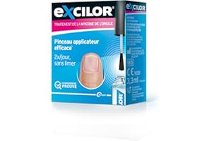 EXCILOR - Solution - Traitement de la Mycose De l’Ongle - Pénétration Instantanée* - Pour Des Ongles Sains & Beaux - Application Facile Au Pinceau - Sans Limer - Cliniquement Prouvé** - 3,3ml