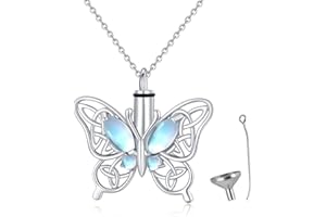 Canghai Rousa Butterfly Cremation Urn Necklace for Ashes, Alloy Keepsake Pendant Necklace Ashes Holder Memorial Jewelry for Human or Dog Pet
