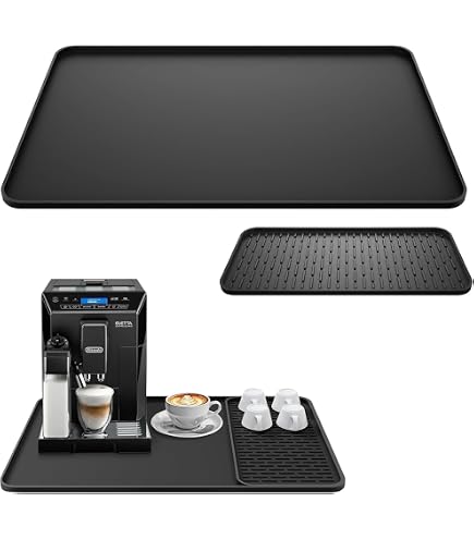 Tappetino Macchina Caffè Jinminamz, Silicone Nero, 60 x 40 cm, Antiscivolo, Antigoccia, Facile da Pulire, Ideale per la Cucina