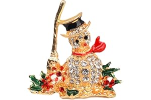 HIXNUG Christmas Snowman Brooch Crystal Rhinestones Color Brooch Xmas Decorations for Women Girls Accessories