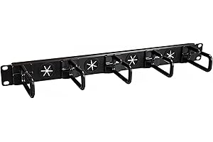 StarTech.com 1U 19" Cable Management Organizer - D Ring Hook Network/Server Rack Cord Manager - Data Center Horizontal Wire Panel with Passthrough Holes w/Mounting HW - EIA/ECA-310-E (CABLMANAGERH)