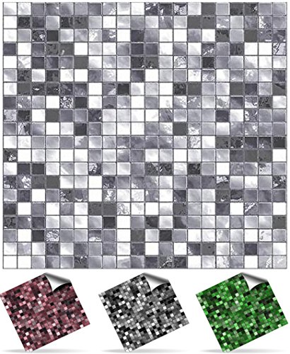 30 stück Fliesenaufkleber für Küche und Bad (Tile Style Decals 30xTP3-6"-Stone Grey) | Mosaik Wandfliese Aufkleber für 15x15cm Fliesen Deko Fliesenfolie für Küche u. Bad (15cm 30 stück, Steingrau)