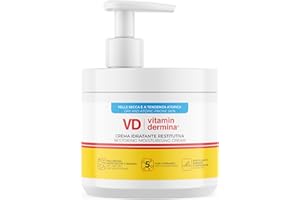 VITAMINDERMINA Crema Idratante Restitutiva 400 ml – Pelle Secca, Sensibile, a tendenza atopica – Con 5 Ceramidi, Vitamin Complex®, Acido Ialuronico – Lenitiva ed Emolliente. Neonati, bambini, adulti