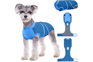 Kuoser Traje de recuperación para perros M - Traje postoperatorio para perros hembras y machos, mameluco quirúrgico ajustable con diseño de vientre abierto, traje de cuerpo transpirable para perros