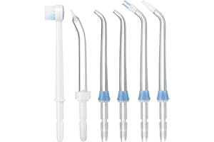 Yaowanguan Embouts de Jet de Rechange 6 Pièces pour Waterpik WP-100/WP-250/WP-450/WP-560/WP-660/WP-811/WP-861W/WP-900/WP-940/WP-950(Buse Standard,Buse Brosse,Parodontale,Bleu Plaque,Orthodontique)