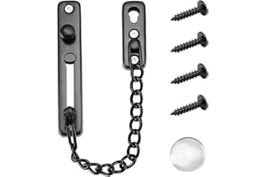 ANWANGDA Safety Door Chain Heavy Duty Latch, Door Security Chain with Spring Anti-Theft Snap Lock, Chain Door Lock, Chrome Plated Slide Restrictor Sliding Lock for Hotel Apartment Home Bedroom(Black)