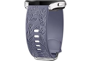 Mastten Bransoletka z grawerowanym kwiatem, kompatybilna z Samsung Galaxy Watch 6 / Watch 5 / Watch 4 40 mm, 44 mm, 20 mm, miękki, sportowy, silikonowy pasek zamienny do Galaxy Watch Active 2 / Watch