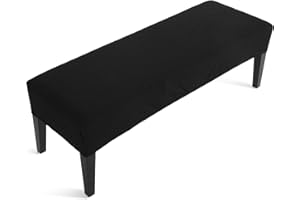 ‎FULOON Fuloon Universal-Bezug für Esszimmer-Bank, elastisch, Stuhlhusse, für Esszimmer, abnehmbar, Bezug für Esszimmerstuhl, Esszimmer (Schwarz)