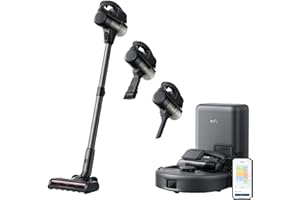 ‎EUFY Odkurzacz automatyczny eufy E20 3 w 1, wszechstronny, samoczynnie opróżniający, do 30 000 Pa, pięciostopniowy system filtracji, szybkie ładowanie, precyzyjne omijanie przeszkód, grzebień Pro-Detangle