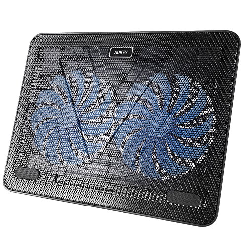 AUKEY Laptop Kühler 12-17 Zoll, 2 Lüfter mit LEDs, 2 USB-Ports, Cooling Pad, Notebook Cooler Ständer Kühlpad Kühlmatte (CP-R3)