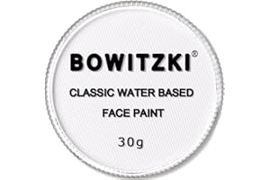 Bowitzki 30g Professional Face Paint Body Paint Water Based Face painting Makeup Safe for Kids and Adults Split Cake Single Color Halloween Christmas (White)