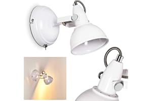 HOFSTEIN Wall Light Tina, Adjustable Wall lamp Made of Metal in White, 1-Flame, 1 x E14 Socket, Wall spot in Retro/Vintage Design with on/Off Switch on The housing, Without Bulb