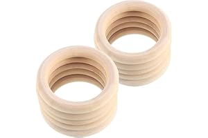 CXNXFD 10 Stück Baby Holzringe Zum Basteln, 70 mm Holzring，geeignet für Bastelarbeiten, Greiflinge, Holzarmbänder，DIY Schmuck Spitzenringe,Gardinenringe Holz