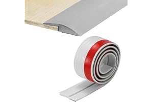 Vueinrg Strisce di Sogliastrisce di Transizione Per Pavimenti,Strisce Per Pavimenti in Pvc,Striscia Sigillante Autoadesiva,Adatto Per Pavimenti, Bordi Delle Porte E Tappeti (Grigio)