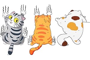 cobee Naklejka samochodowa z kreskówkowym kotem, 3 sztuki winylowych zabawnych naklejek samochodowych, naklejki na zderzak, pokrowiec na zadrapania od kotów, samoprzylepne naklejki dekoracyjne do