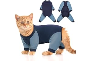 DENTRUN Cat Recovery Suit, Kitten Hair Sticky Onesie, Surgical Cone Alternative Shirts for Female Male Cat Recovery After Surgery, Cat Hair Spreading Prevent Clothes Pajama Apparel for Cats Only