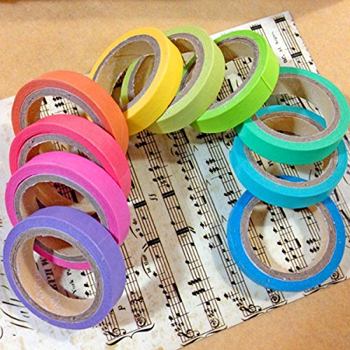 Wishwin 10pcs Regenbogen Washi Klebeband klebrig Papier Masking Scrapbook-Dekor-Tape - 2