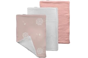 MIMUSELINA Lingette Bebe Lavable - Debarbouillette Bebe Lingettes Multifonction d'allaitement en 100% Coton, Carre Bebe Change, 3 chiffons 30x21 cm