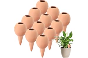 Nuenen 12 Stück Tonkegel Bewässerung Gießkugel für Pflanzen Wasserspender für Zimmerpflanzen Balkonkästen Bewässerungskugeln Ton Pflanzen Gießhilfe Automatisch für Drinnen und Draußen