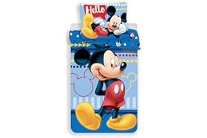 Jerry Fabrics Ropa de Cama para Niños con Cremallera, Diseño Mickey and Friends, Algodón, Multicolor, 1 pieza, 200x140x0.5 cm
