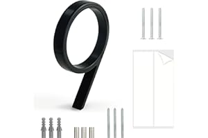 HASWARE Targa Con Numero Civico Galleggiante: 5 Pollici (12cm) Moderna Segnaletica Per Porte, Perfetta Per I Numeri Dell'Indirizzo Di Casa (9, Nero)