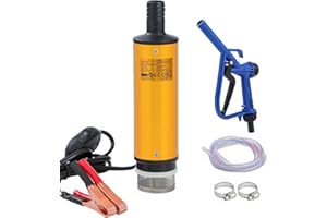KATSU Tools 12V 51mm Diesel Fuel Oil Transfer Pump Kit Portable Aluminum Alloy Submersible Water Pump with Dispenser Gun and 3m Hose for Quick Use
