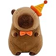 CXKPVFN Capybara Plush with Top Hat Happy Birthday Capybara Plush Toy Brown Capybara Stuffed Toy 25cm Simulation Animals Doll Capybara Pillow Gift for Kids