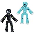 Zing StikBot Dual Pack - Solid Ice Blue and Solid Black Sparkle, Includes 2 StikBots - Collectible Action Figures and Accessories, Stop Motion Animation, Ages 4 and Up