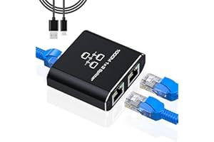 LUXOPALOPI Ethernet Splitter 1 to 2 1000Mbps Ethernet, Speed Network Splitter with Type-C Power Cable for 2 Devices Simultaneously Networking, RJ45 LAN Ethernet Network Splitter for Cat 5/5e/6/7/8