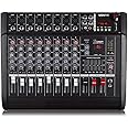 VONYX AM8A 8 Channel Powered PA Mixer Amp with DSP, Bluetooth, USB MP3 Player, Phantom Power, 2x500W Audio Mixer System for DJ, Stage and Live Sound