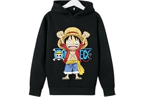 CHAORWE Anime Luffy One Piece Sweat À Capuche Drôle Lâche Roronoa Zoro Enfants Chandail Garçons Filles Manteau Tops