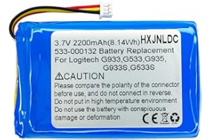 HXJNLDC 3.7v 2200mah Baterías de Iones de Litio para Logitech g933,g935,g533,g933s,g533s Reemplazo de batería de Auriculares de Juego de Espectro Artemis inalámbrico, Compatible 533-000132